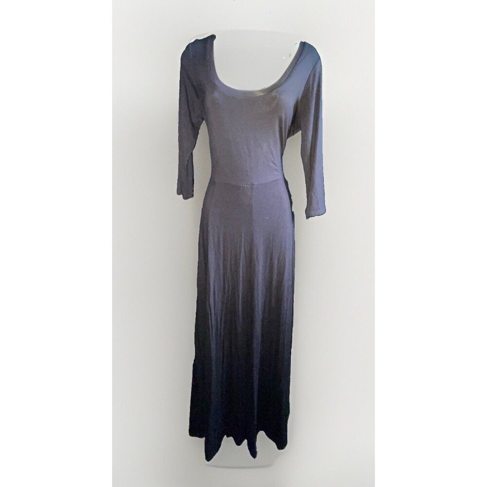 NWT Calvin Klein Black Maxi Dress Sz 14 Long Sleeve Scoop Neck CD4N1J30 No Belt